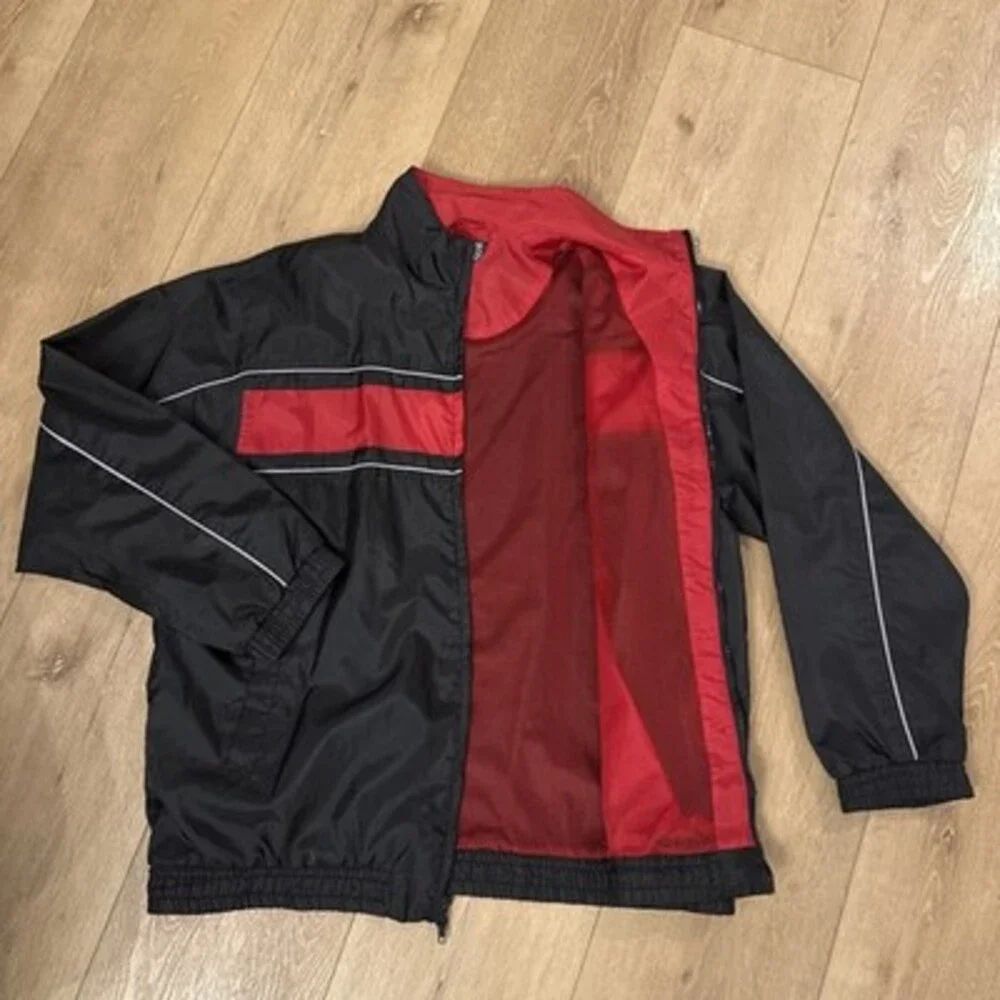 Vintage 80s Pro Active Black & Red Windbreaker Jacket Korea‎ Made Track Jacket L